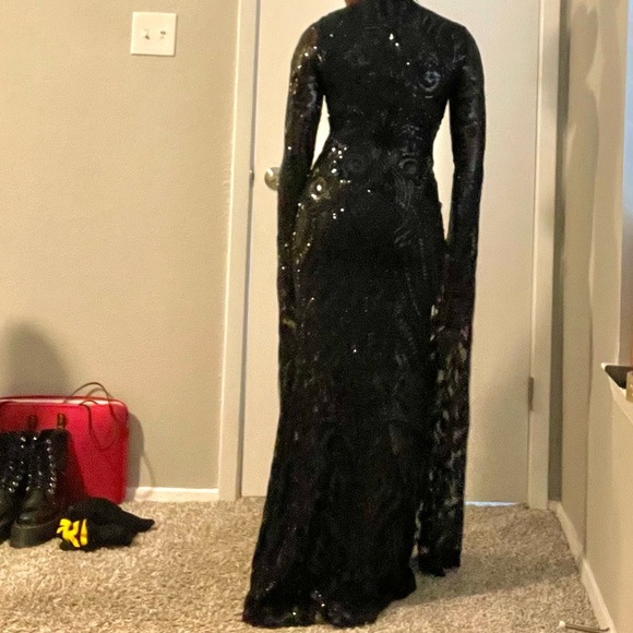 Fashion Nova Black Sequin Cut Out Gown - Picture 2 of 3